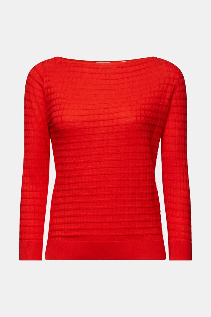 Sweater i strukturstrik, RED, detail image number 6