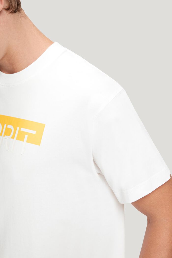 T-shirt med mat og glansfuld logoapplikation, WHITE, detail image number 3