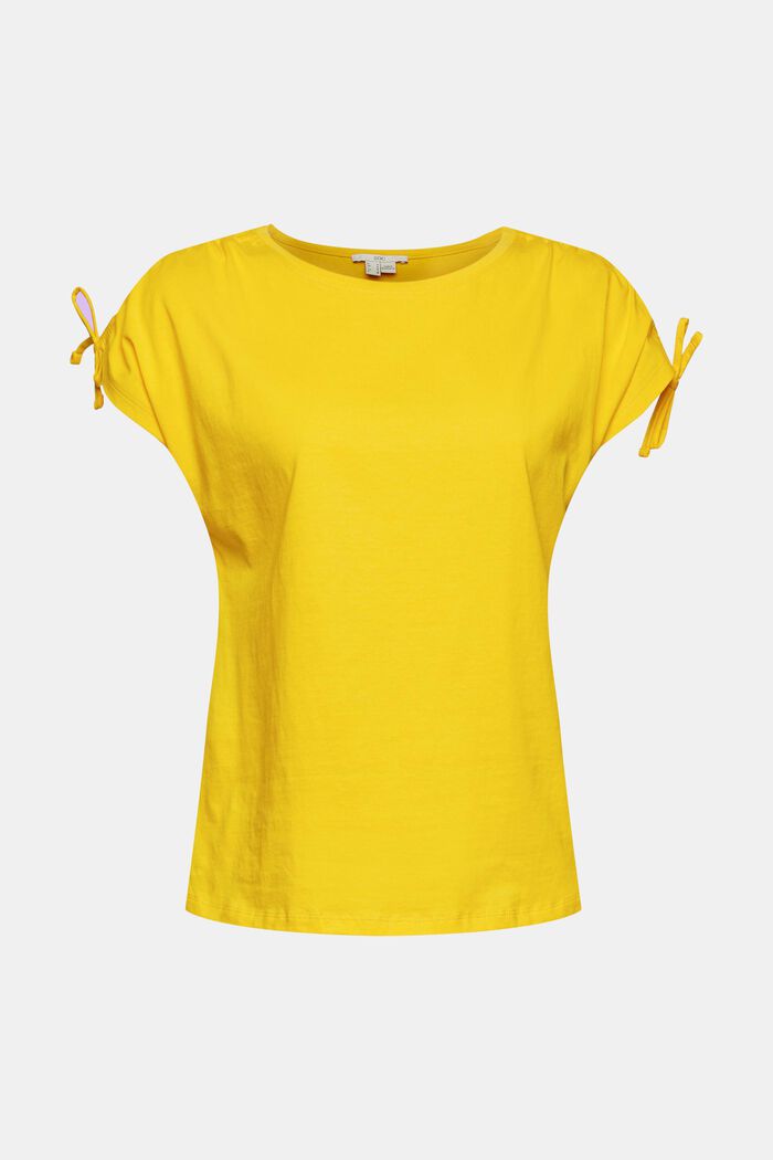 T-shirt med rynkede skuldre, SUNFLOWER YELLOW, overview