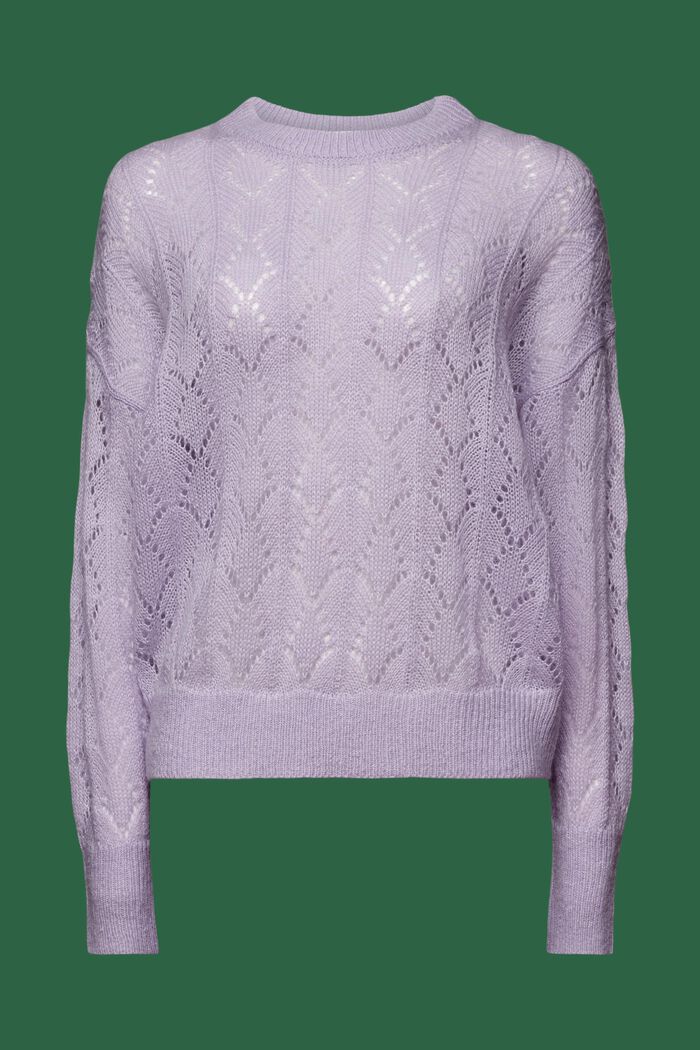 Sweater i åben strik, uldmiks, LAVENDER, detail image number 6