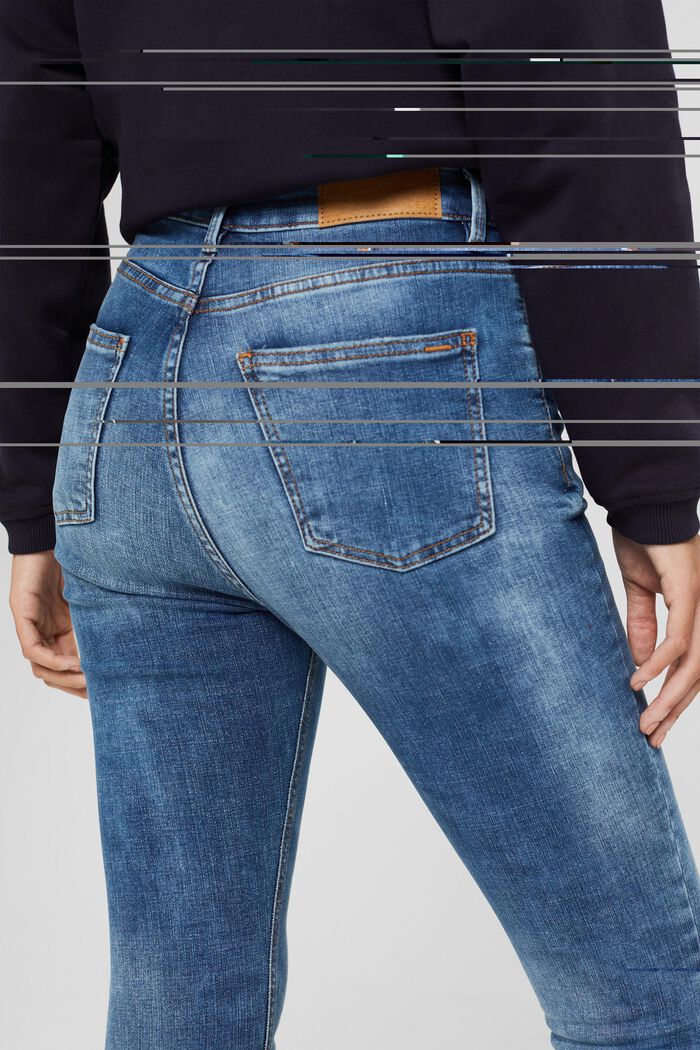 Ankellange jeans med used-look, økologisk bomuld, BLUE MEDIUM WASHED, detail image number 5