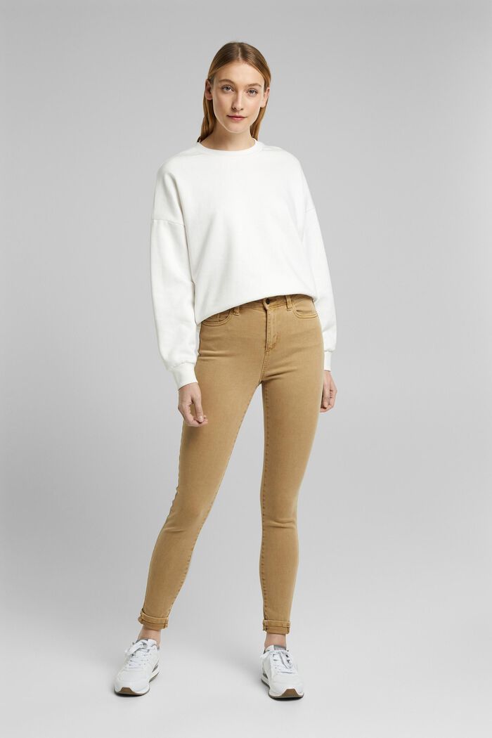 Bløde, højtaljede bukser med stretch, CAMEL, detail image number 1
