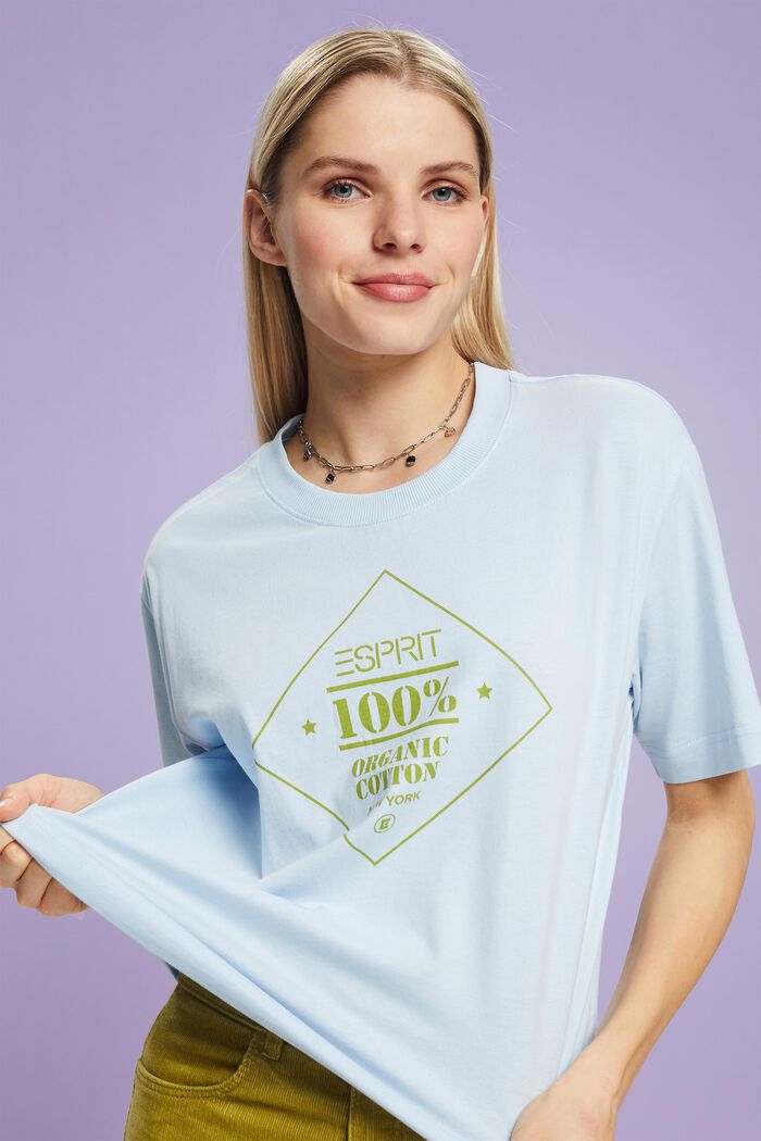 T-shirt i økologisk bomuld med print, PASTEL BLUE, detail image number 0