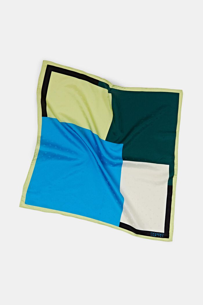 Firkantet bandana i silkemiks med print, GREEN, detail image number 1