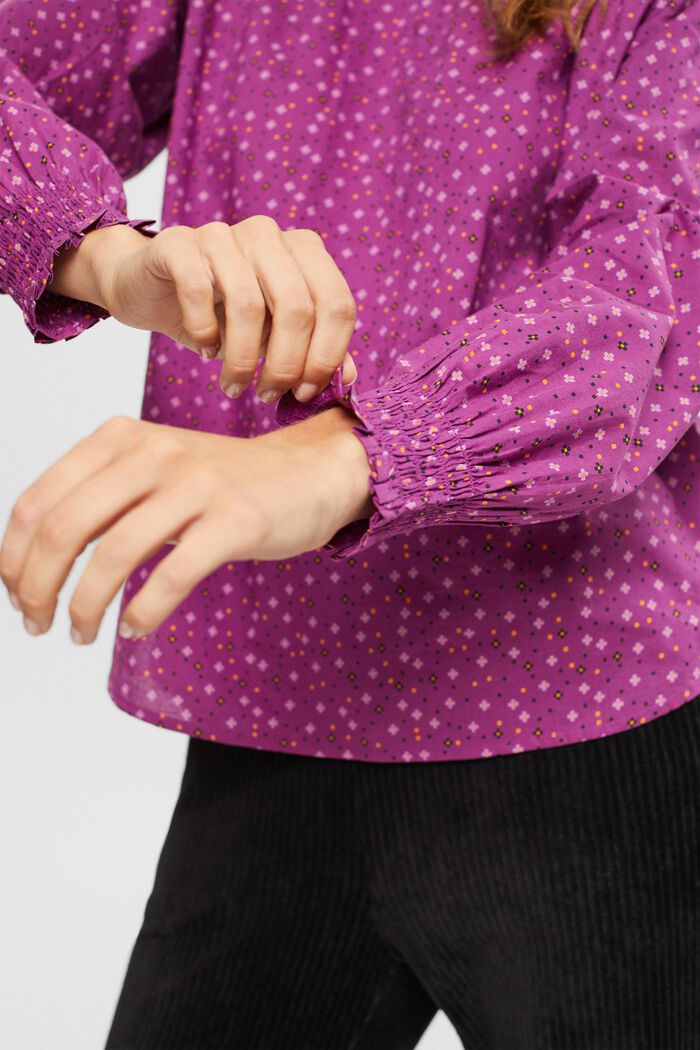 Mønstret bluse, økologisk bomuld, VIOLET, detail image number 0