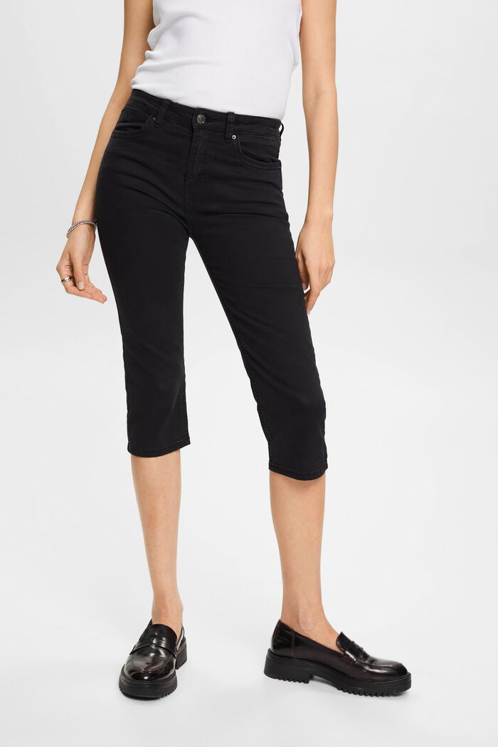 Capri-jeans med mellemhøj talje, BLACK, detail image number 0