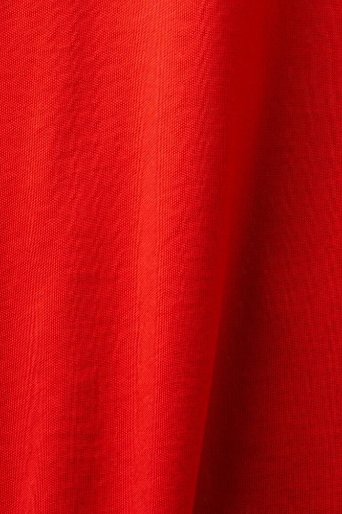 T-shirt i pimabomuld med rund hals, RED, detail image number 4