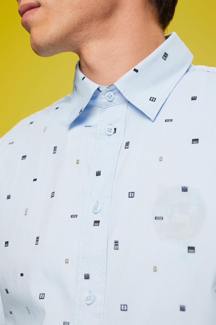 Mønstret skjorte med korte ærmer, 100 % bomuld, PASTEL BLUE, detail image number 2