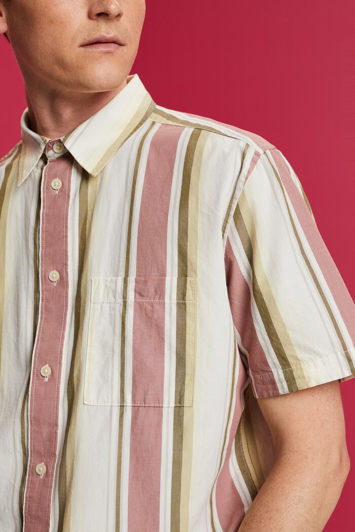 Mønstret skjorte med korte ærmer, 100 % bomuld, DARK OLD PINK, detail image number 2
