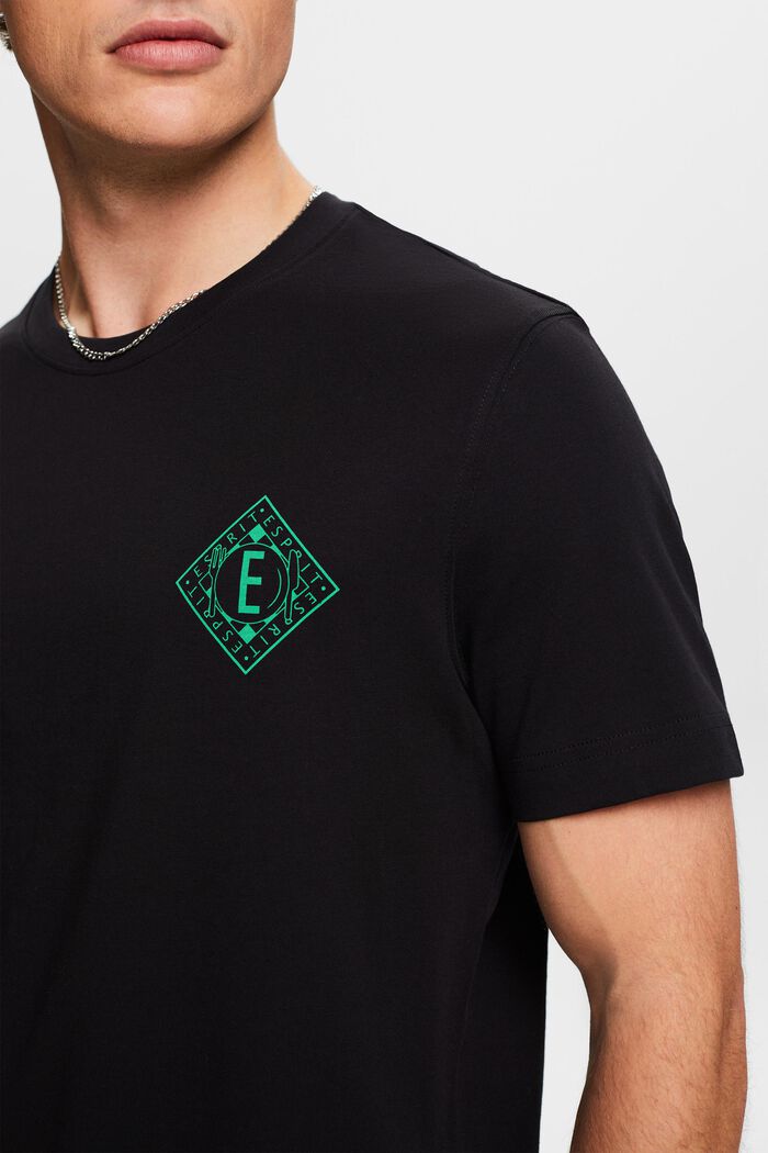 T-shirt i bomuldsjersey med logo, BLACK, detail image number 3