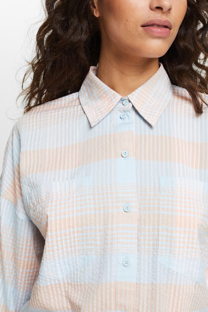 Seersucker-skjorte med knaplukning og print, PASTEL BLUE, detail image number 3