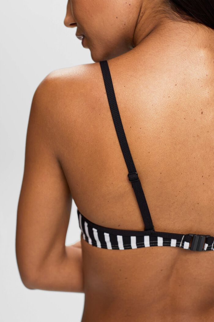 Polstret bikinitop med bøjle og striber, BLACK, detail image number 3