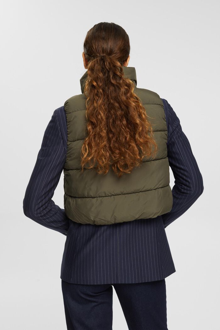 Cropped quiltet bodywarmer, KHAKI GREEN, detail image number 3