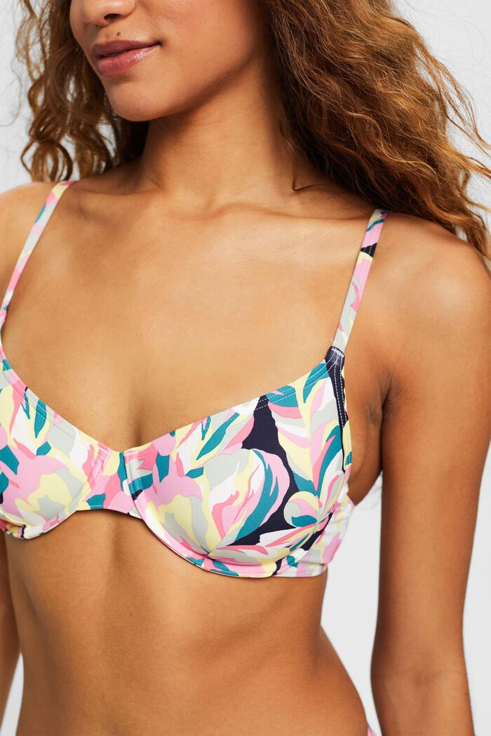Bikinitop med blomsterprint, NAVY, detail image number 1