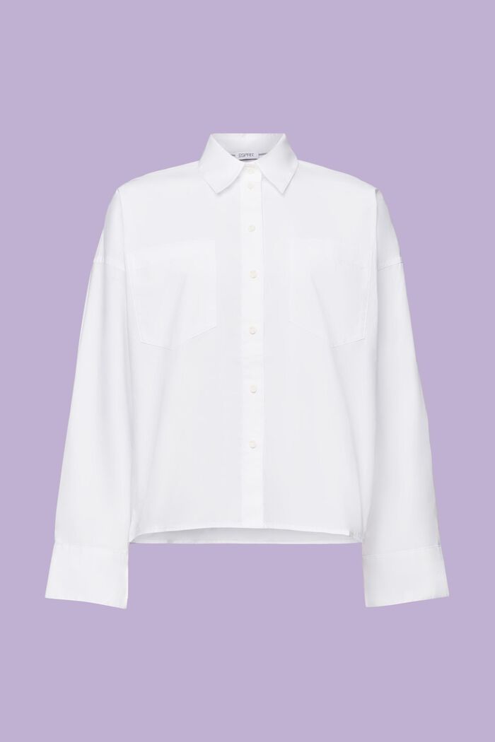 Button up-skjorte i bomuldspoplin, WHITE, detail image number 6