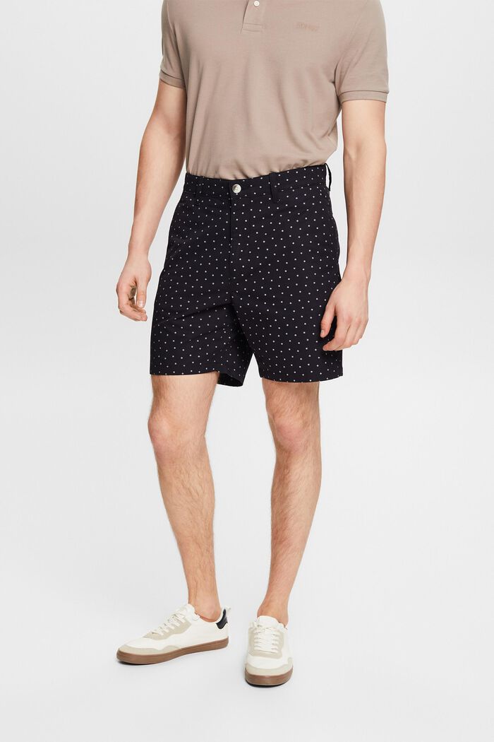 Chino-shorts med tryk, BLACK, detail image number 0