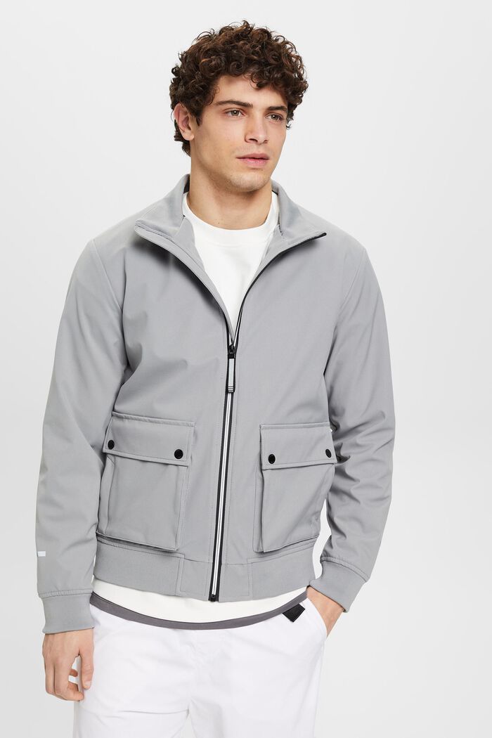 Softshell jakke med sildebensmønster, MEDIUM GREY, detail image number 0