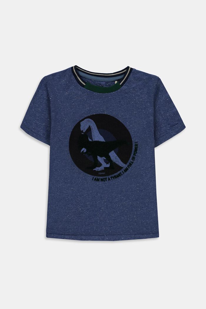 T-shirt i 100% bomuld med print, BLUE, overview