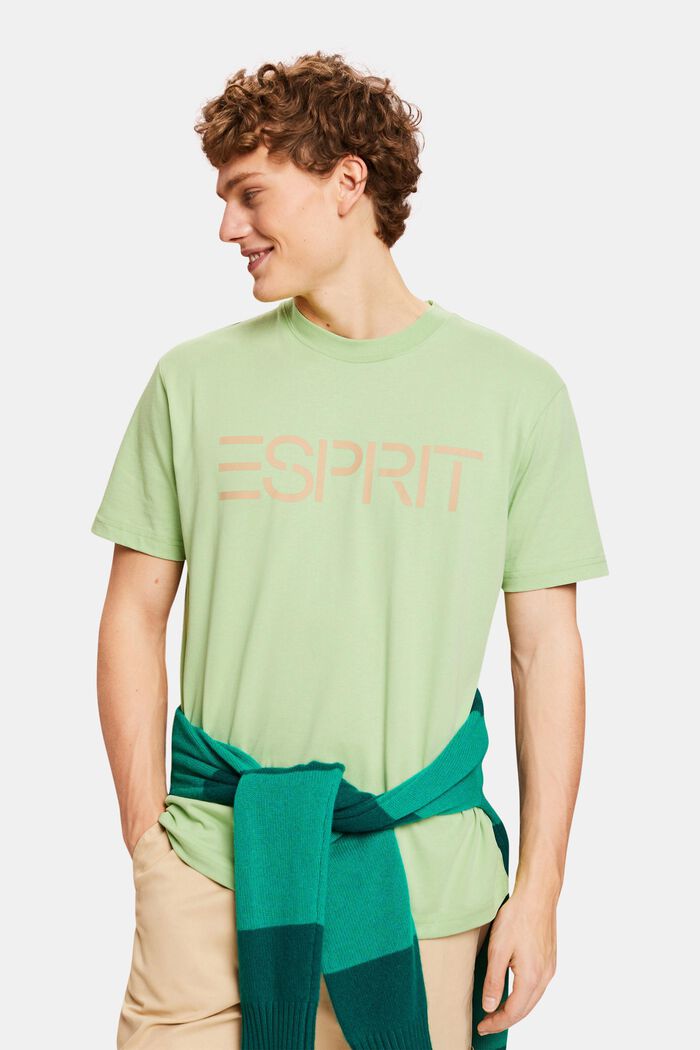 Unisex T-shirt i bomuldsjersey med logo, LIGHT GREEN, detail image number 0