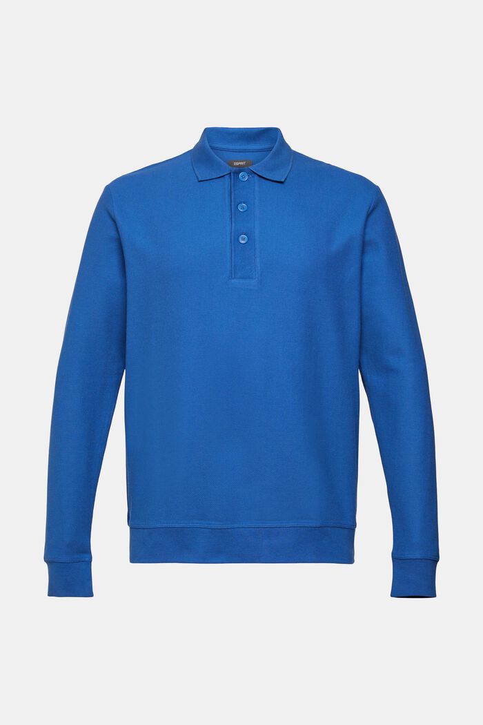 Piqué poloskjorte med lange ærmer, BLUE, detail image number 2