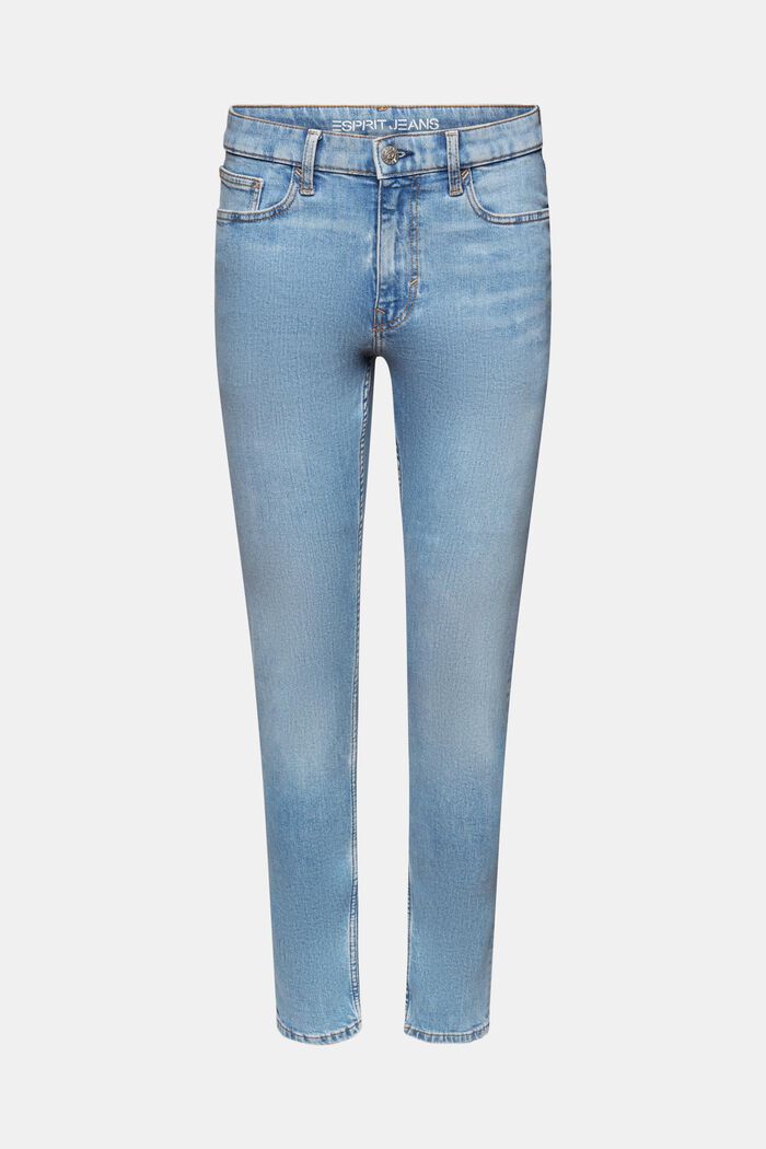 Slim tapered jeans med mellemhøj talje, BLUE LIGHT WASHED, detail image number 6