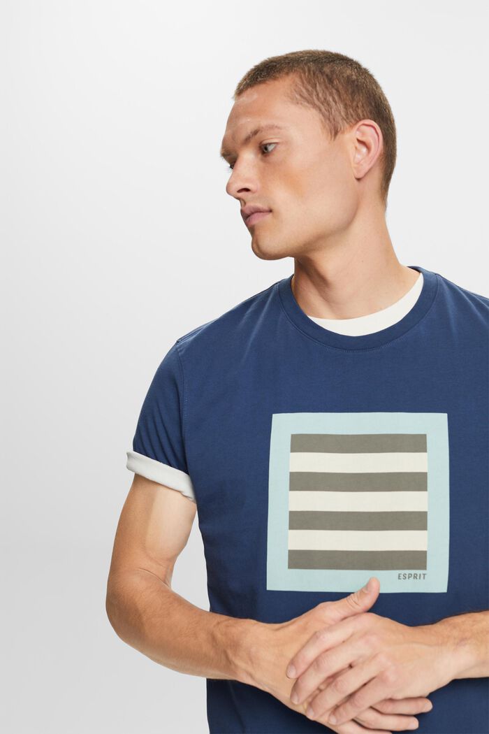 T-shirt i bomuldsjersey med print, GREY BLUE, detail image number 4
