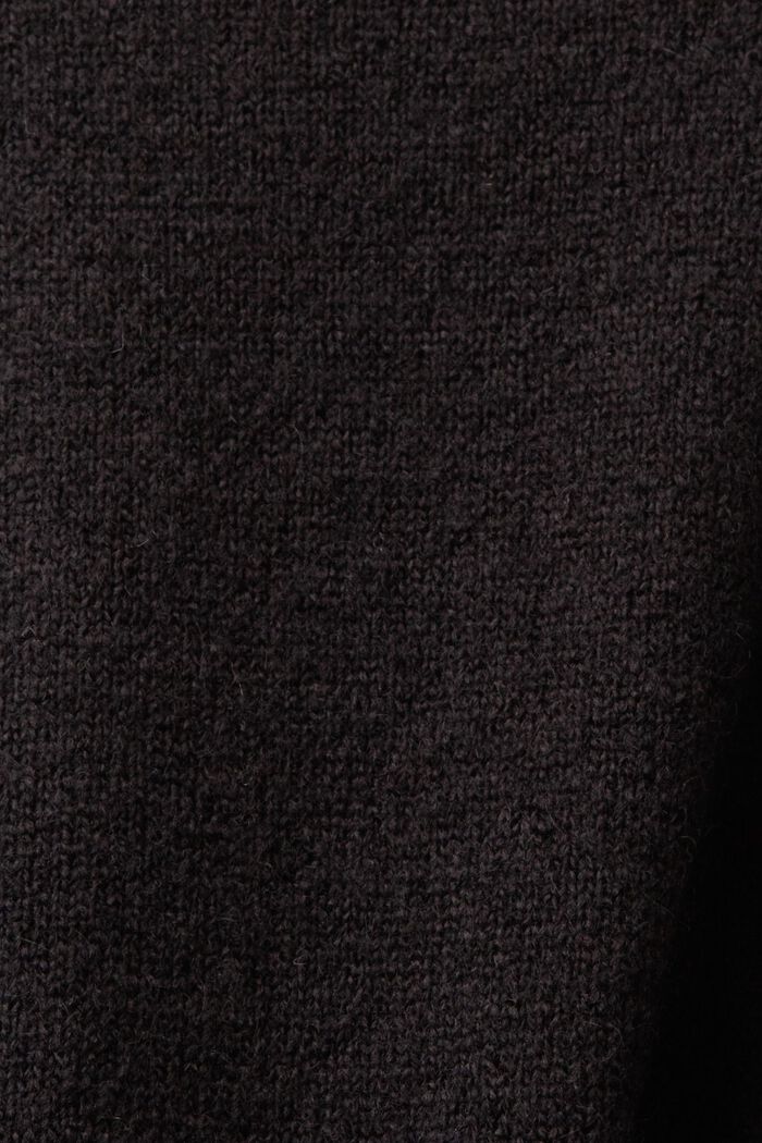 Lang cardigan i uldmiks med åben front, BLACK, detail image number 5