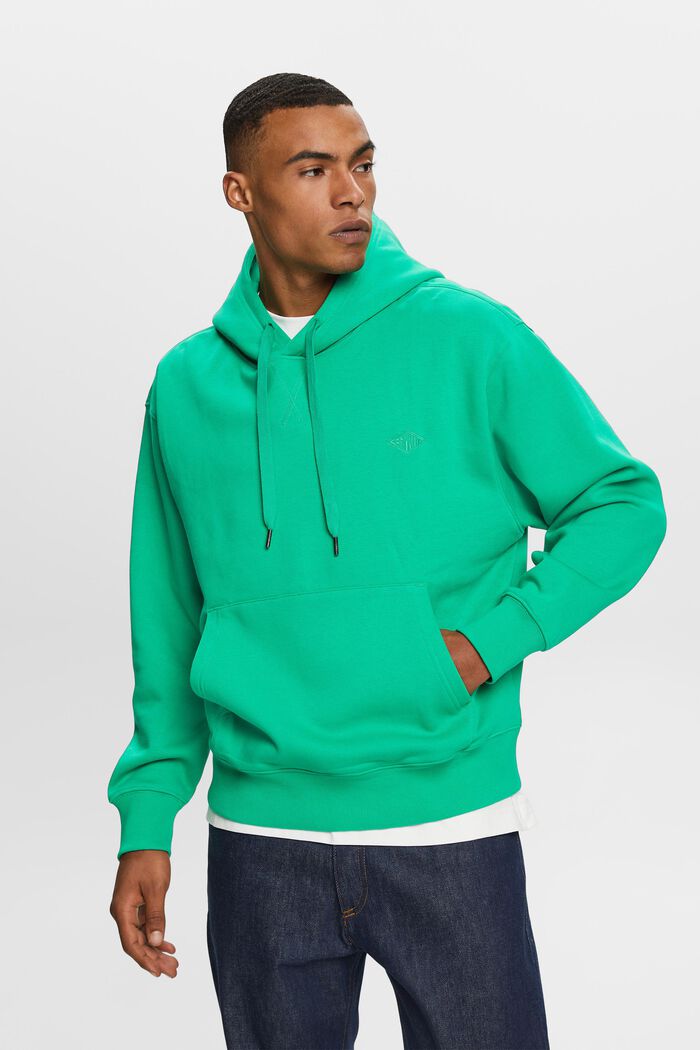 Sweatshirt med hætte og syet logo, GREEN, detail image number 0