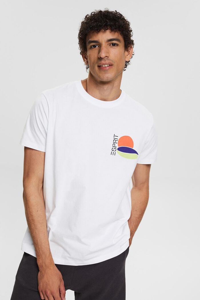 T-shirt i jersey med print på ryggen, WHITE, overview