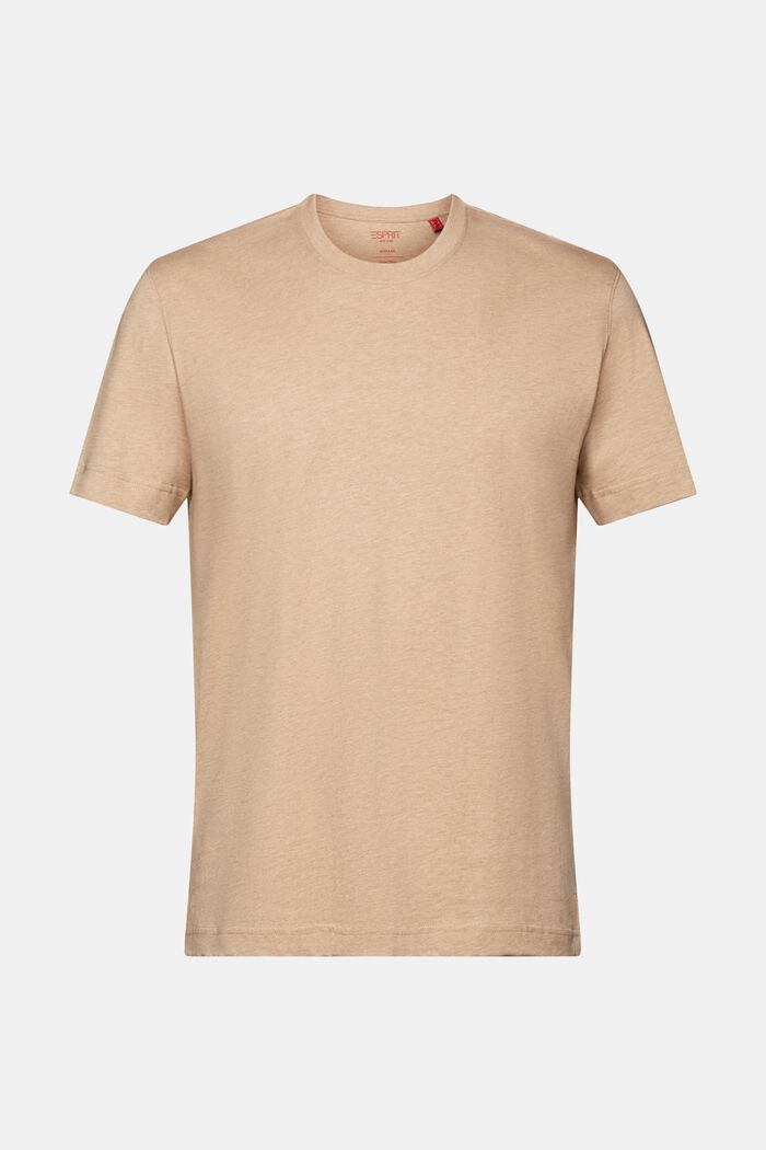 T-shirt med rund hals, 100 % bomuld, SAND, detail image number 6