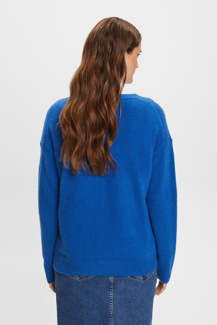 Sweater i uldmiks med V-hals, BRIGHT BLUE, detail image number 4