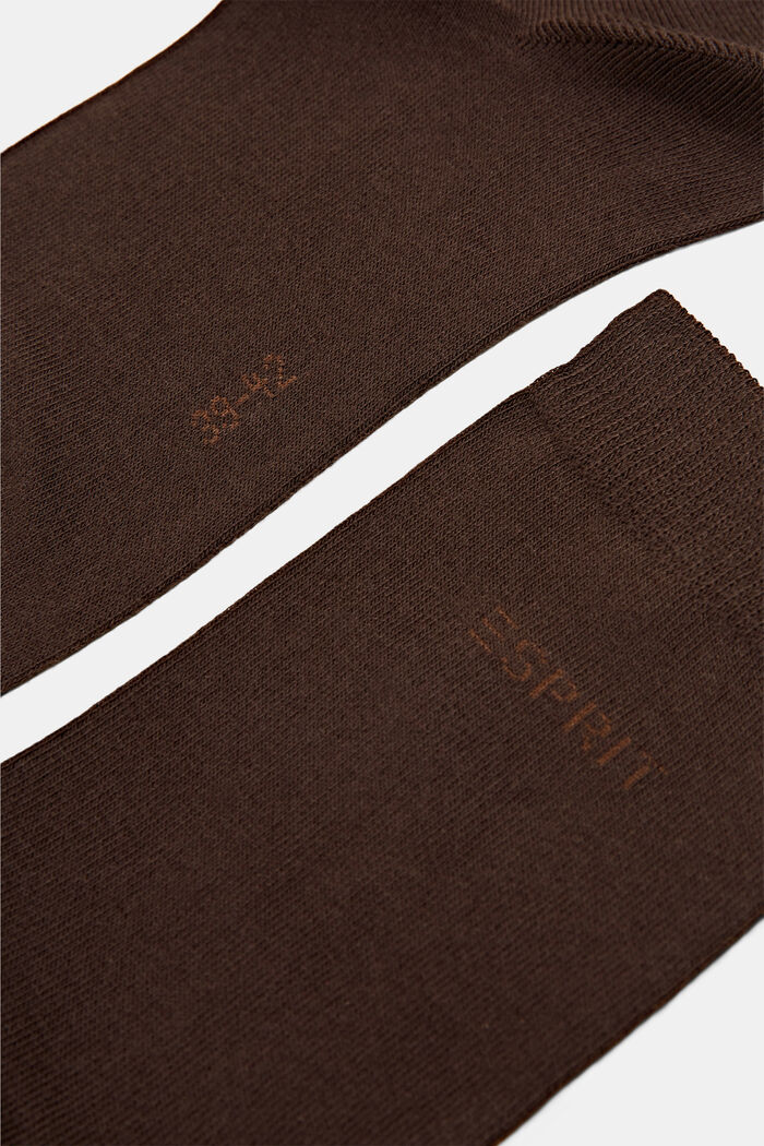 Pakke med 2 par sokker m. striklogo, øko bomuld, DARK BROWN, detail image number 1