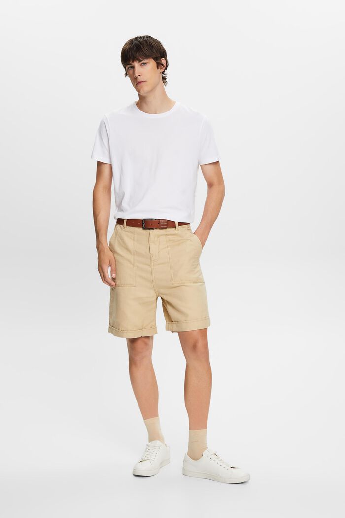Bermuda-shorts, bomuld/hør-blanding, SAND, detail image number 5