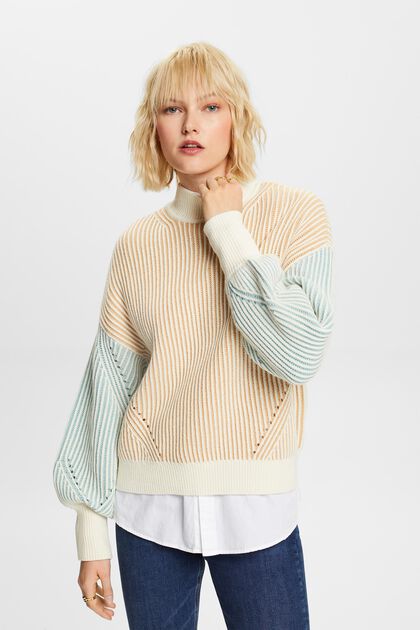 Sweater i ribstrik med høj hals