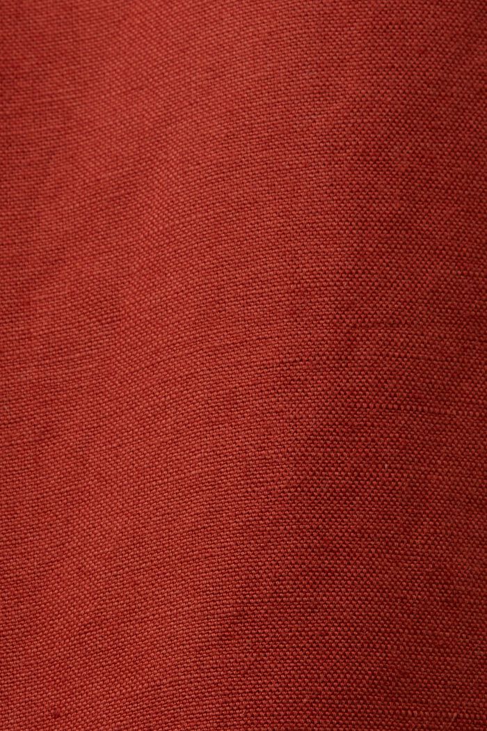 Culottebukser i bomuld/hør med stramt bælte, TERRACOTTA, detail image number 6
