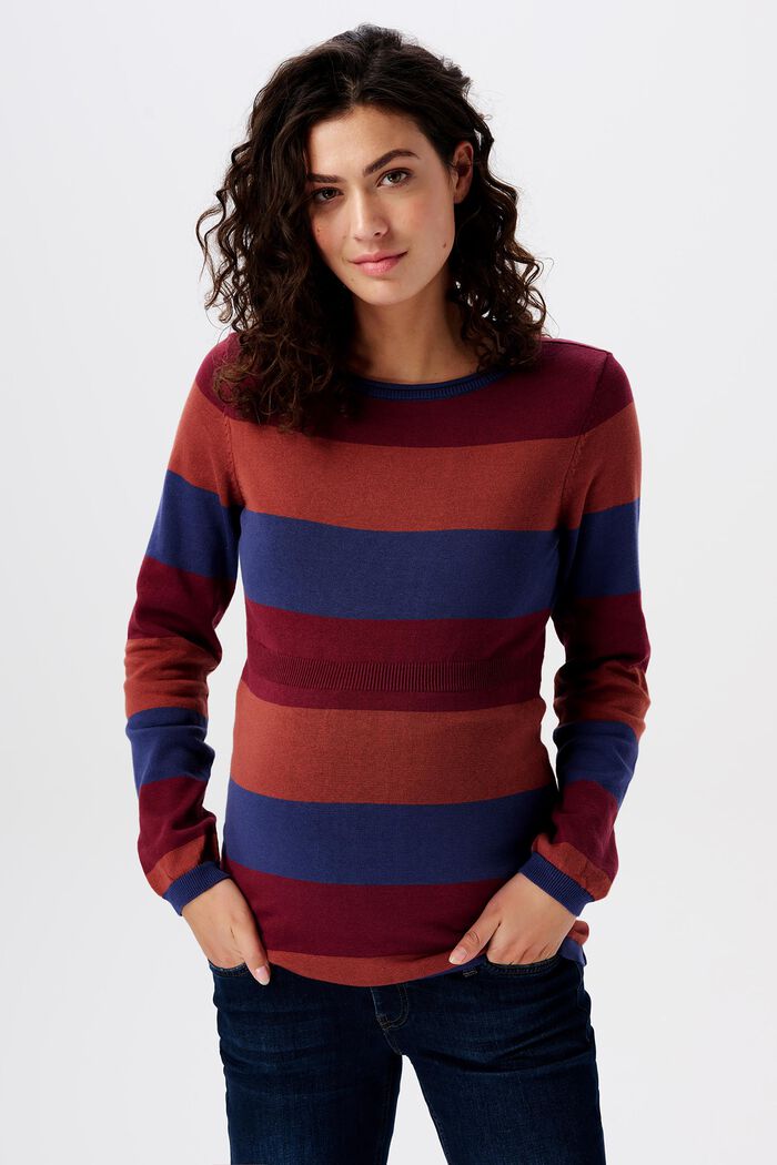 Stribet sweater med rund hals, BROWN, detail image number 0