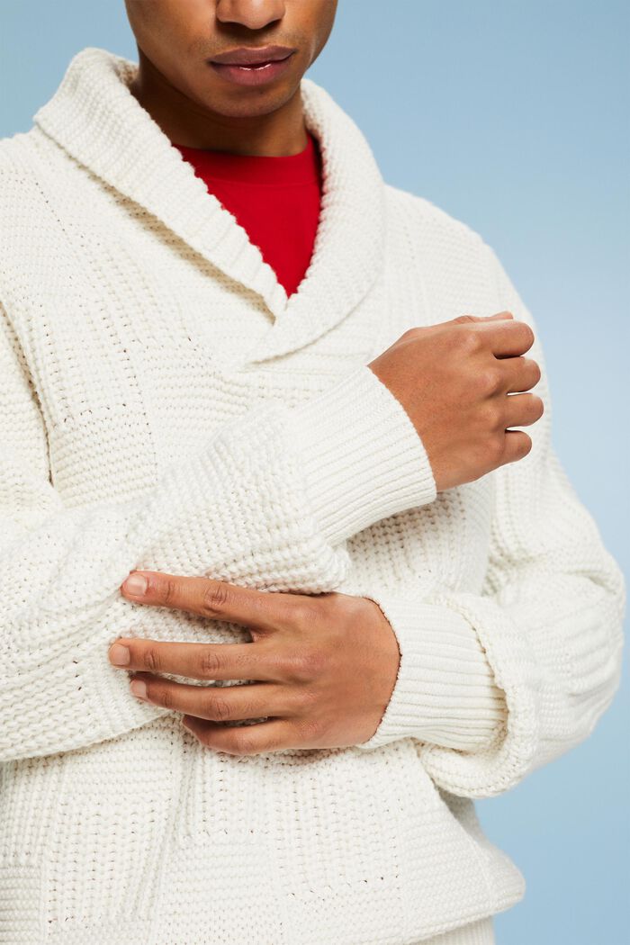 Sweater i chunky strik med sjalskrave, ICE, detail image number 2