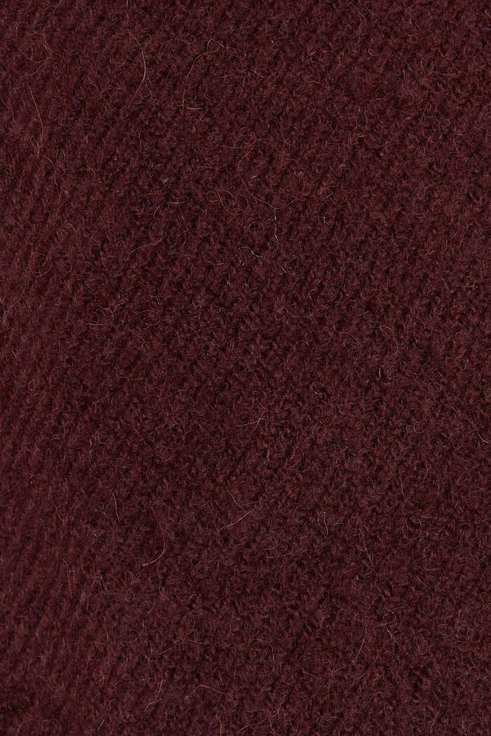 Med uld/alpaka: Blød pullover med bådudskæring, BORDEAUX RED, detail image number 4