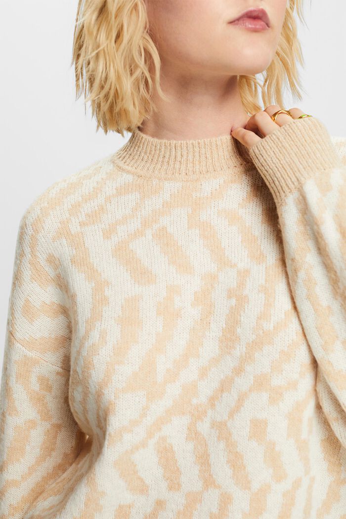 Sweater med abstrakt jacquard-mønster, DUSTY NUDE, detail image number 2