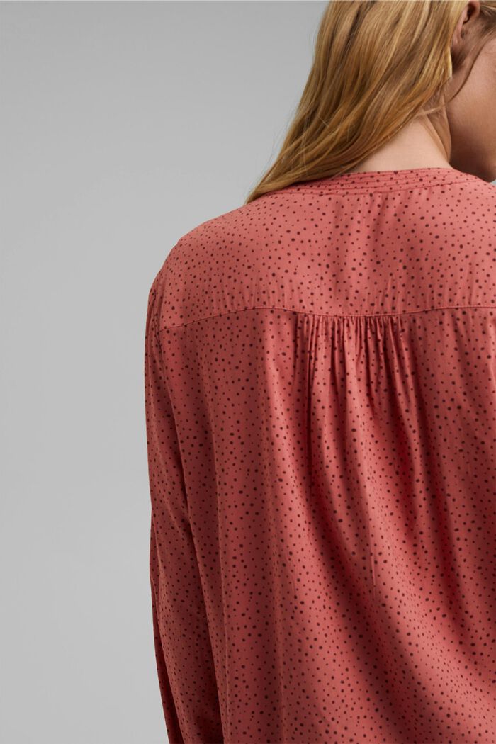 Henley-bluse med print ECOVERO™, CORAL, detail image number 5