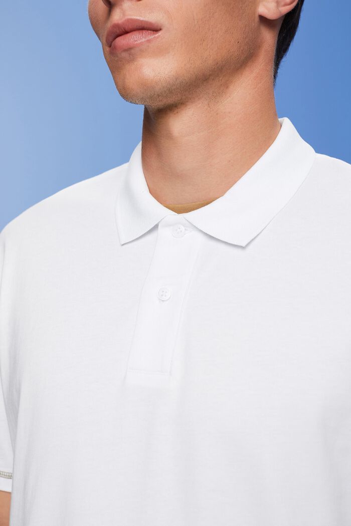 Poloshirt i jersey, 100 % bomuld, WHITE, detail image number 2