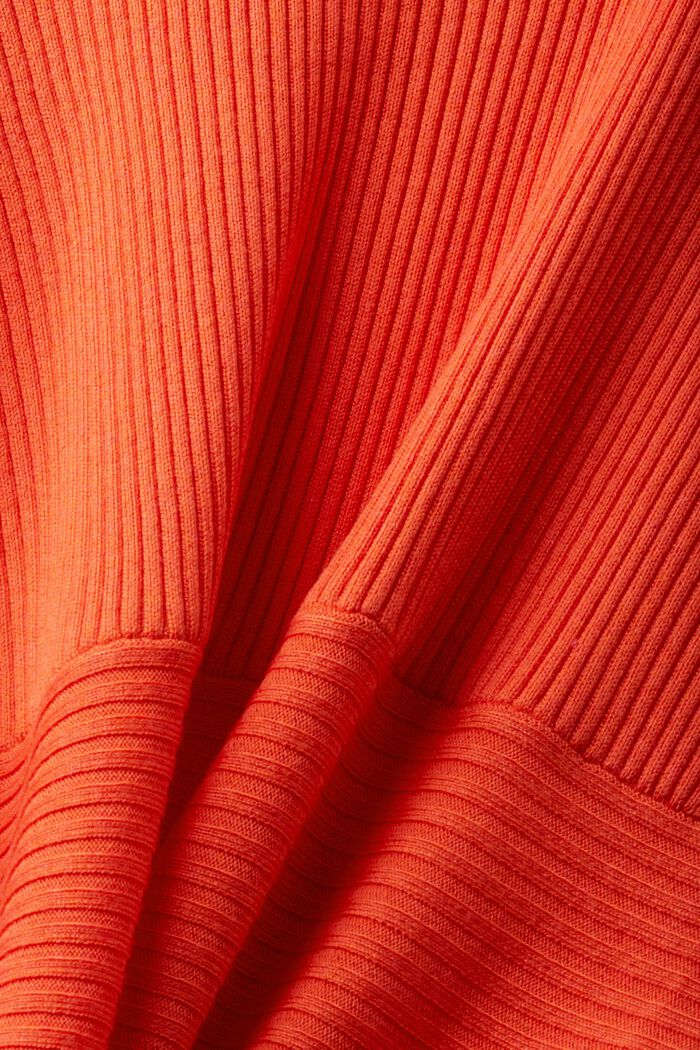 Ribbet cardigan med spids kant forneden, ORANGE RED, detail image number 4