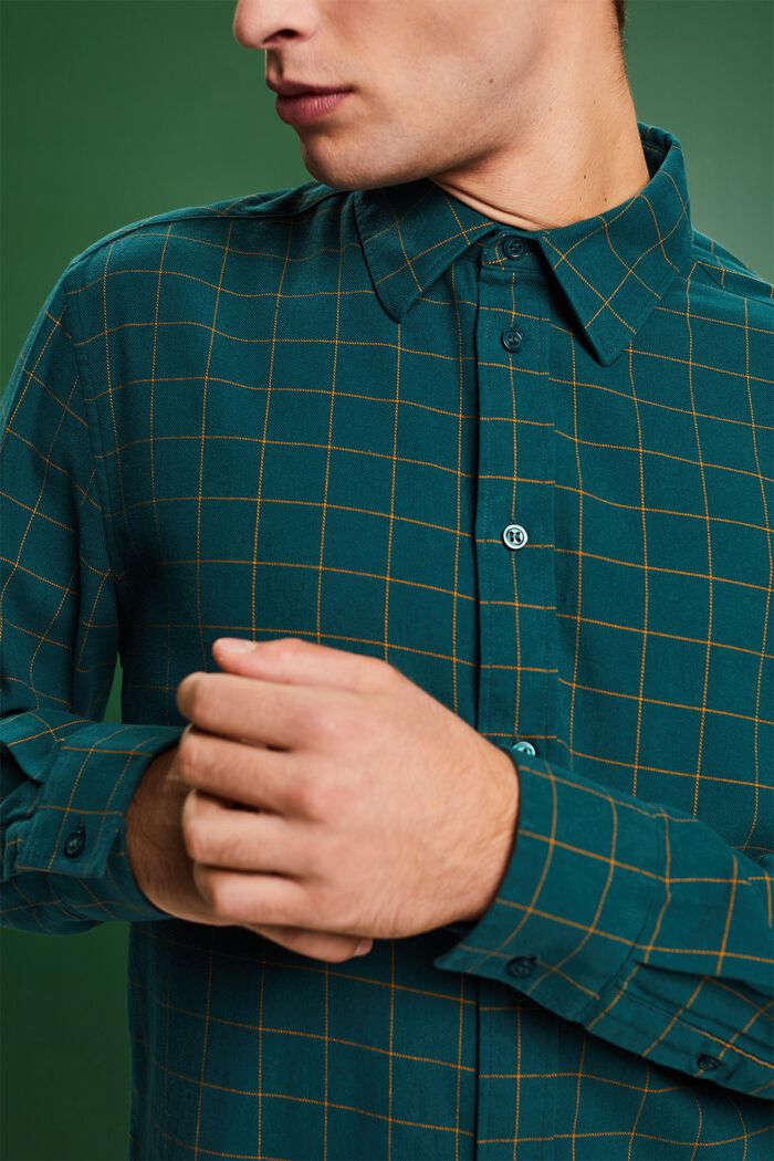 Ternet regular fit-skjorte i flonel, EMERALD GREEN, detail image number 3