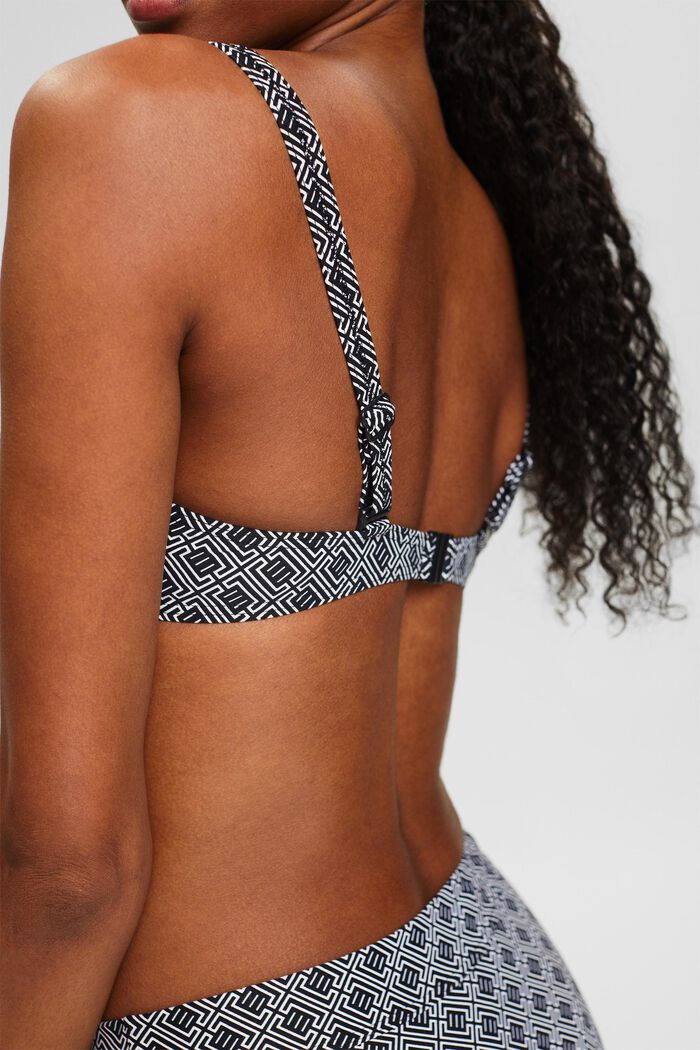 Upolstret bikinitop med bøjle og print, BLACK, detail image number 1