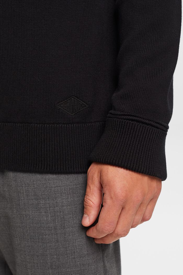 Sweater i bomuld med rund hals, BLACK, detail image number 2