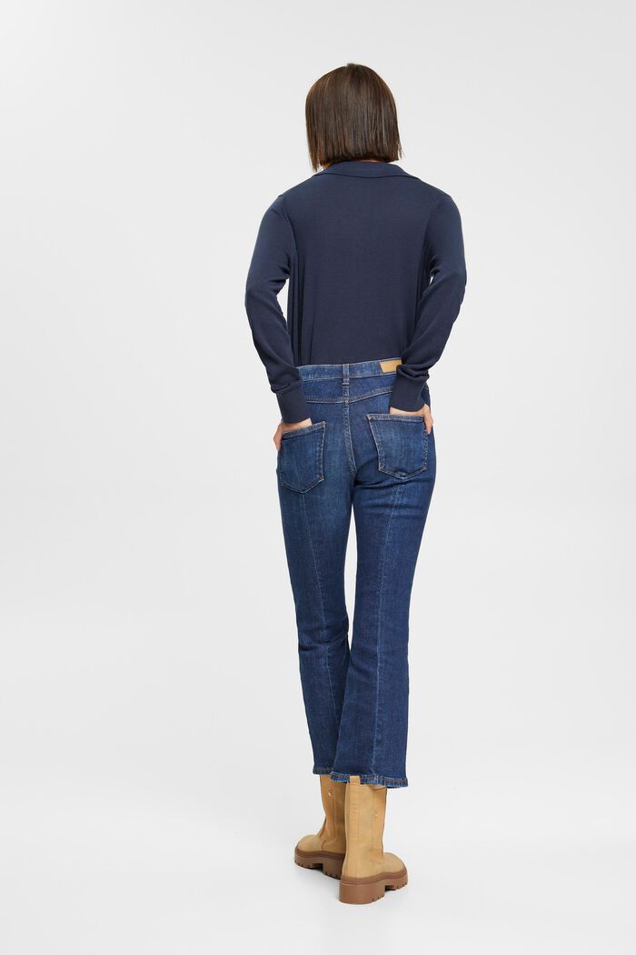 Stumpede jeans med kick flare, BLUE DARK WASHED, detail image number 5