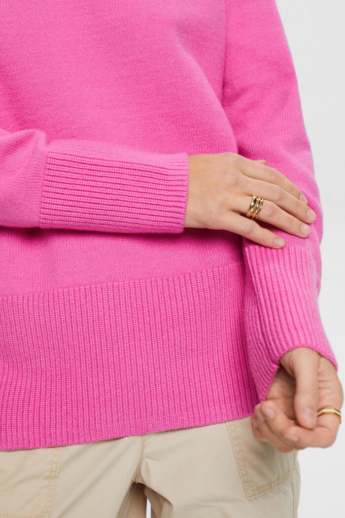 Sweater med rullekrave, PINK FUCHSIA, detail image number 6