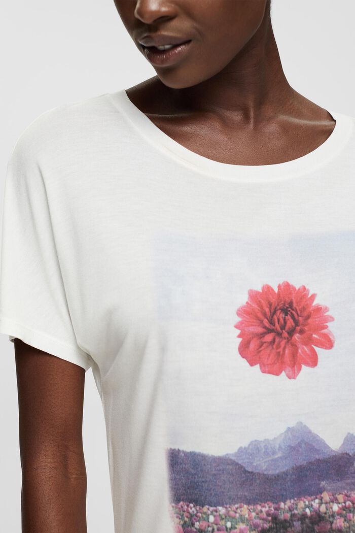 T-shirt med print, LENZING™ ECOVERO™, NEW OFF WHITE, detail image number 0