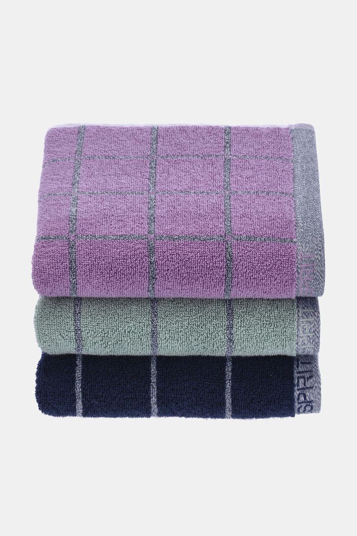 Meleret badehåndklæde med tern, NAVY BLUE, detail image number 4