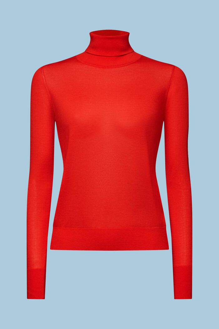Langærmet sweater med rullekrave, RED, detail image number 5
